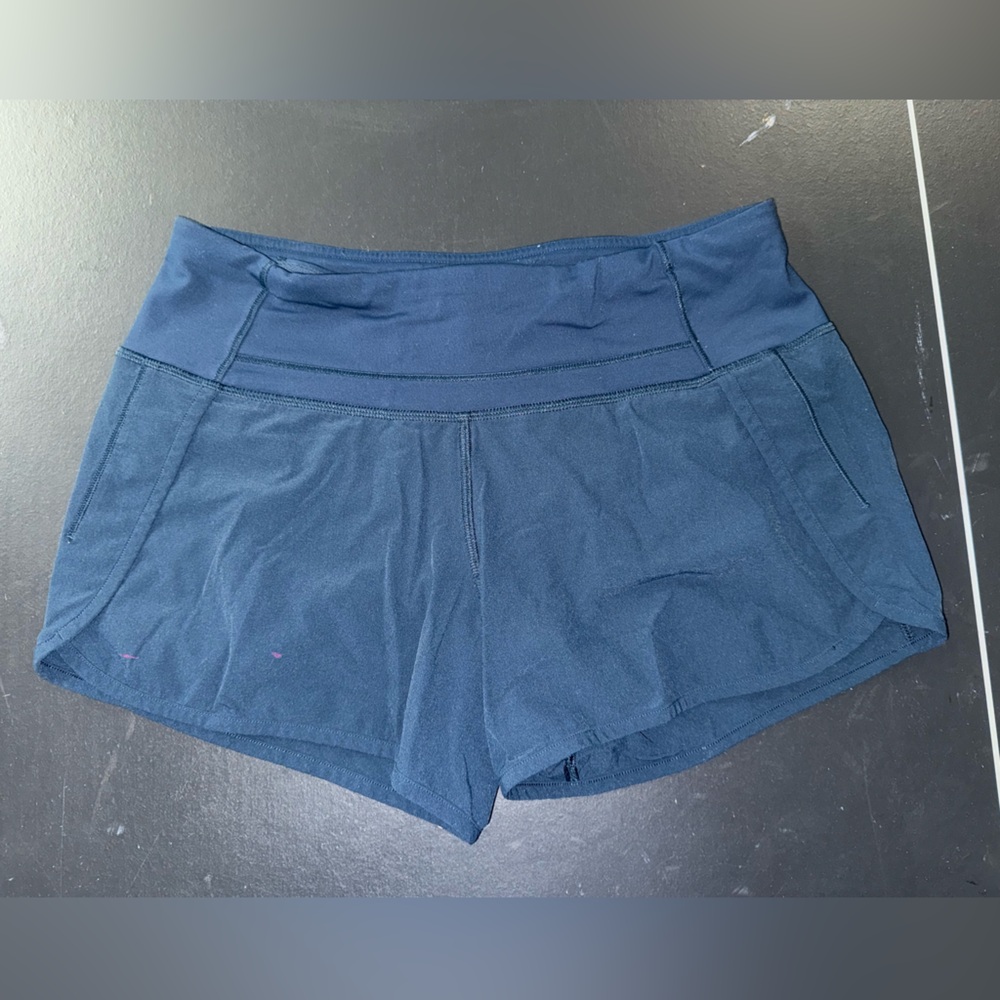 Navy Blue Lululemon Speed Up Low-Rise Line Short 4”